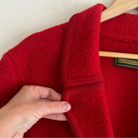 Geiger Vintage Red Boiled Wool Button Jacket Women's Size 8 - Picture 2 of 16